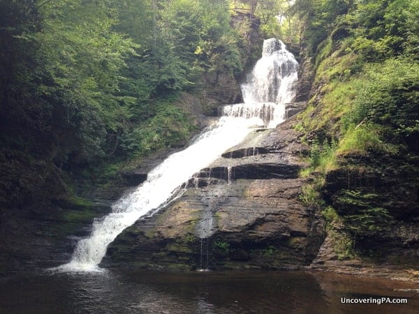 Dingmans Waterfall located in Delaware Water Gap National Recreation Area in the Poconos Region of Pennsylvania.