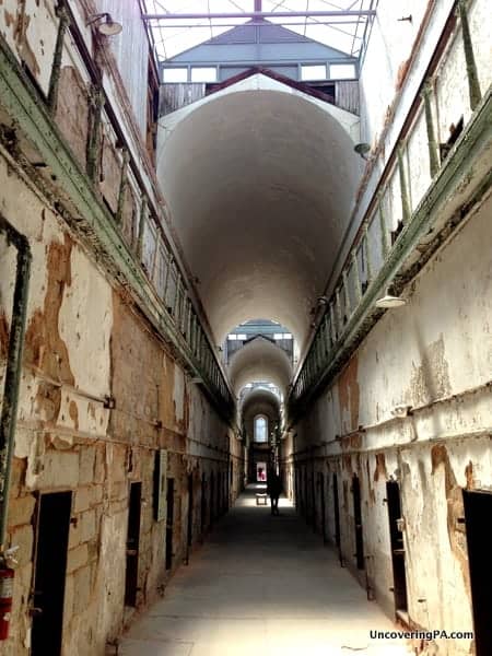An imposing corridor at Eastern State Penitentiary.