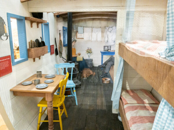 Diorama of a canal boat in the visitor center at the Allegheny Portage Railroad National Historic Site in Cambria County Pennsylvania