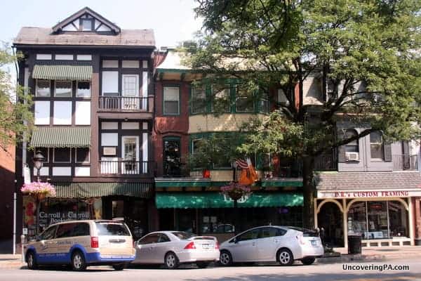 Shops in downtown Stroudsburg in the Pocono Mountains of Pennsylvania.