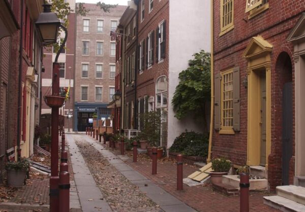 VIsiting Elfreth's Alley in Philadelphia, Pennsylvania.