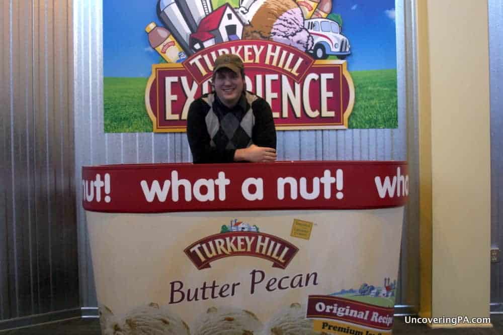 Me standing in a large tub of Turkey Hill ice cream at the Turkey Hill Experience
