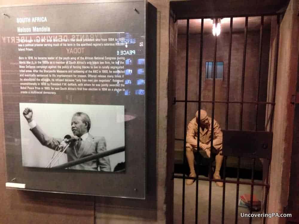 A tribute to Nelson Mandela in the National Liberty Museum's Hero's Hall.