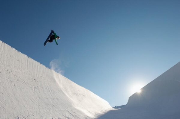 Snowboarder on a halfpipe