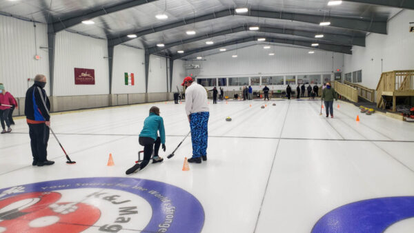 People learning curling in Pennsylvania