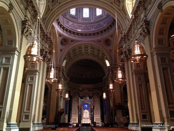 The beautiful interior of the Cathedral Basilica of Saints Peter and Paul in Philadelphia, Pennsylvania.