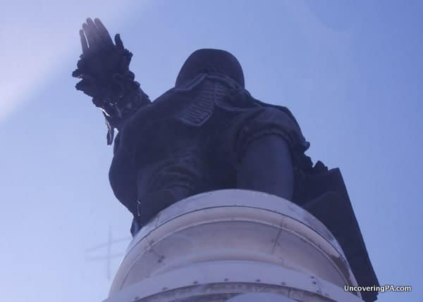 Looking up at the giant William Penn statue atop Philadelphia's City Hall.