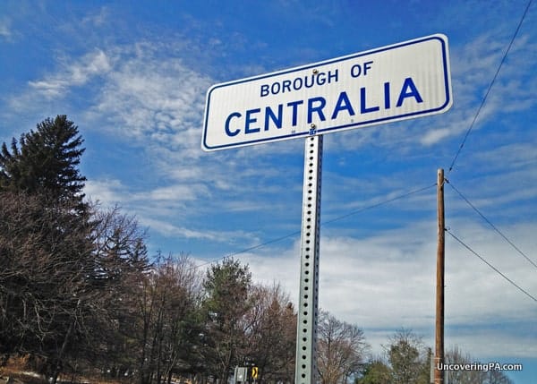 The sign that still welcomes you to the Borough of Centralia, Pennsylvania.