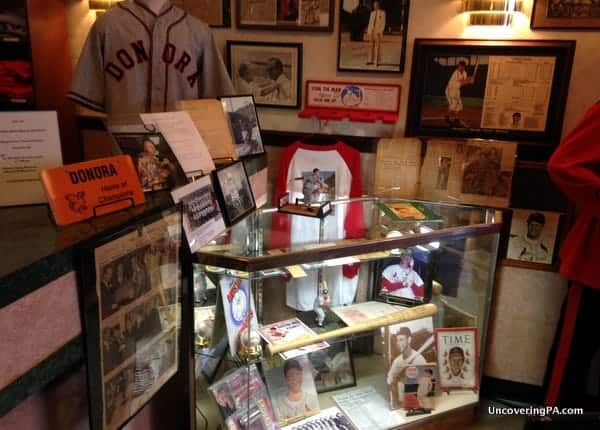 Stan Musial memorabilia inside the Donora Smog Museum.