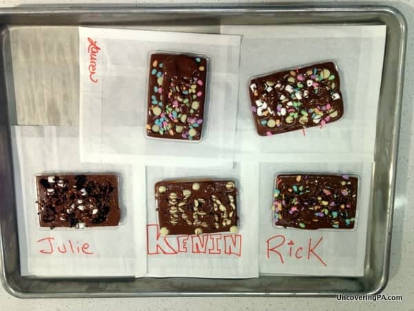 Finished chocolate bars from the Chocolate Lab at The Hershey Story.