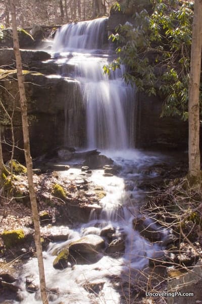 Fechter Run Falls. If you want to photograph this waterfall, it's best not to visit on a sunny afternoon.