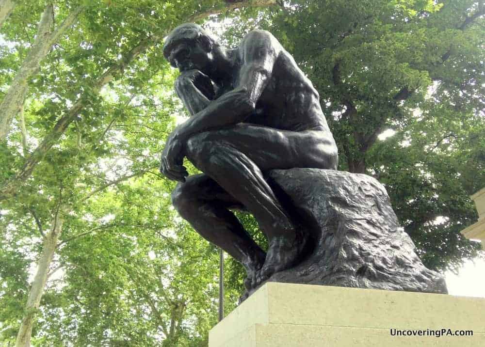 The Thinker by Rodin outside the Rodin Museum in Philadelphia, Pennsylvania.