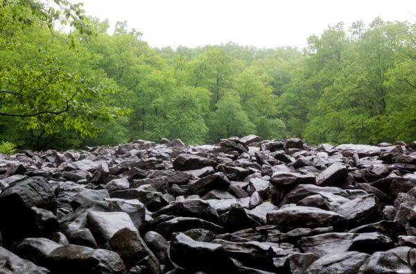 Ringinging Rocks County Park este un loc minunat pentru a face drumeții în apropiere de Philadelphia, Pennsylvania