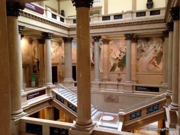 The beautiful grand staircase seen while visiting the Carnegie Museum of Art in Pittsburgh, Pennsylvania.