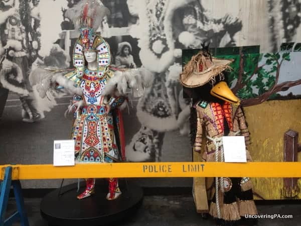 Historic and strange Mummers' costumes on display at the Mummers Museum in Philadelphia, Pennsylvania.