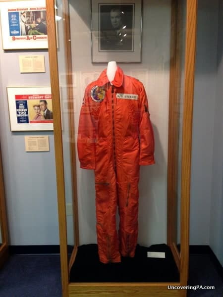 Jimmy Stewart's flight suit on displaying while visiting the Jimmy Stewart Museum in Indiana, Pennsylvania.