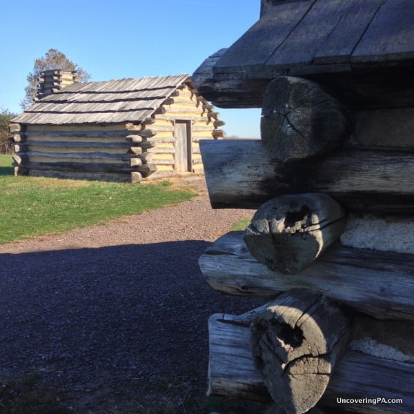 Reconstructed cabins show was life was like for the soldiers at Valley Forge.