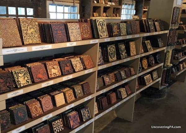 Gift shop at the Moravian Pottery and Tile Works in Doylestown, PA.