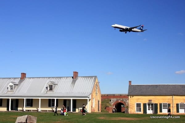 Plane watching at Fort Mifflin in Philadelphia, Pennsylvania.