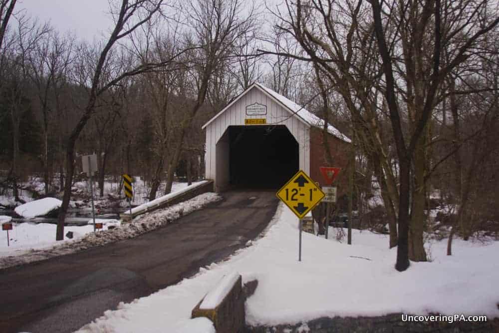 Sheard's Mill Covered Bridge over Tohickon Creek in Bucks County, PA.