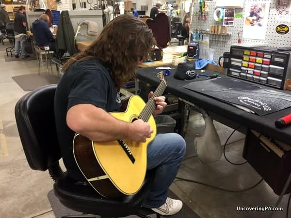 Martin Guitar Factory Tour worker