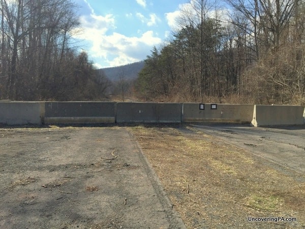 The parking area for the abandoned turnpike near Sideling Hill Tunnel in Fulton County, PA.