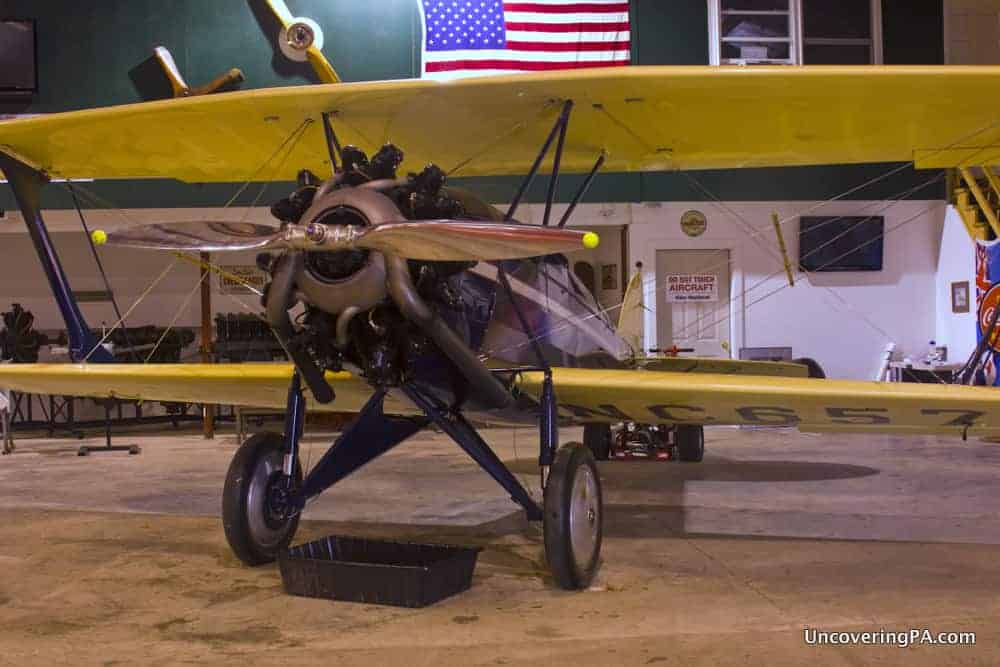 A vintage airplane sits at the Eagles Mere Air Museum in Sullivan County, PA.