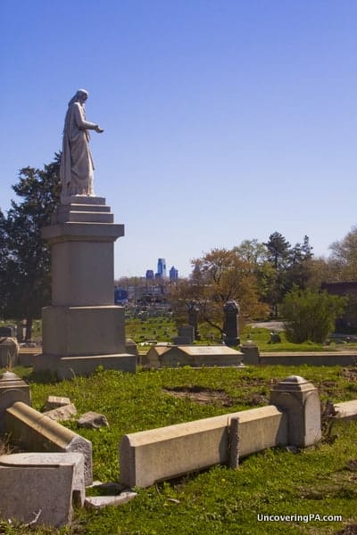 Gravestones at Mount Moriah Cemetery in Philadelphia, Pennsylvania.