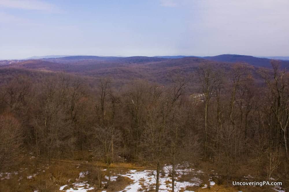 The beautiful view from the top of the Governor Dick Observation Tower in Lebanon County, PA.