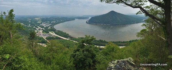 A panoramic look at the view from Cove Mountain Overlook near Duncannon, Pennsylvania.