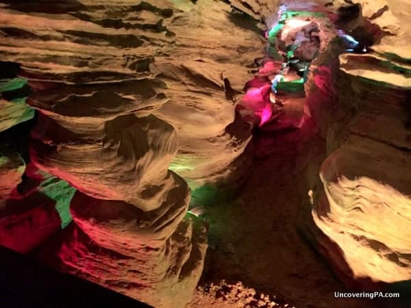 Columns inside Laurel Caverns in the Laurel Highlands