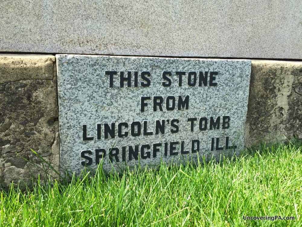 The Lincoln Stone in Lewistown's Monument Square.