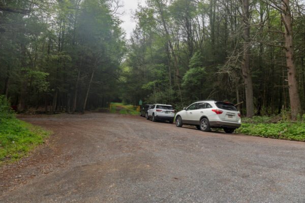 Parking area for Rosecrans Falls in Clinton County Pennsylvania