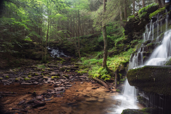 Rosecrans Falls and McElhattan Falls dropping into the same hollow in Clinton County PA