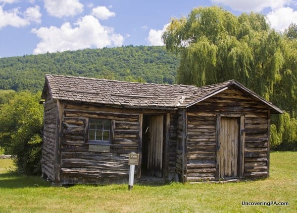 One of the recreated cabins at French Azilum in Bradford County, PA