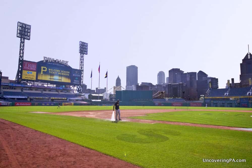 View from Pirates Dugout on a tour of PNC Park in PIttsburgh, PA