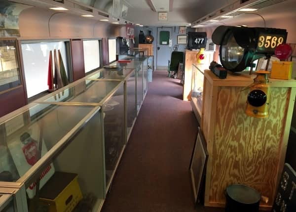 Train cars at the Harlansburg Station Museum in New Castle, PA