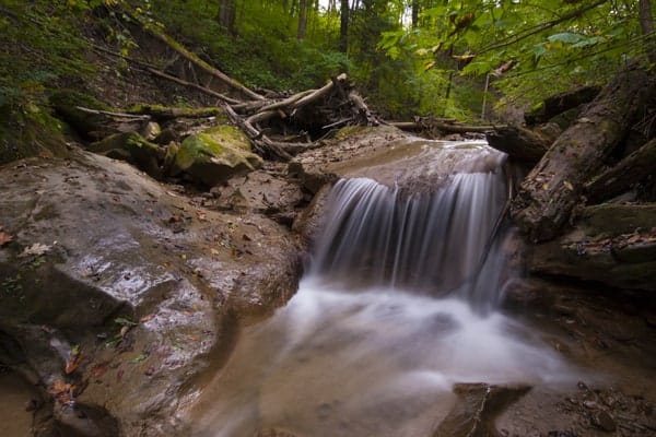 Waterfall on Falling Stream Run near New Castle, Pennsylvania.