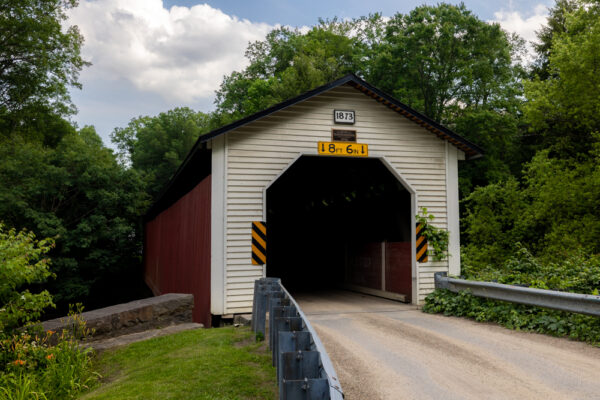 The entrance into McGee's Mill Covered Bridge in Clearfield County PA