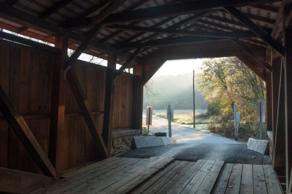 Inside Ramp Covered Bridge near Newville PA looking out