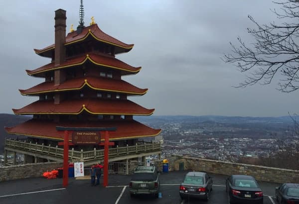 Stormy day at the Reading Pagoda in Reading, Pennsylvania