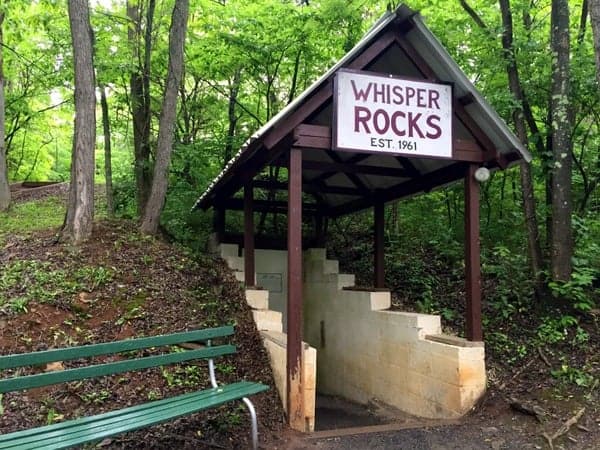Entranace to Whisper Rocks in Huntingdon, Pennsylvania