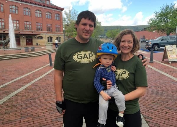 My family and I ready to depart on the GAP in Cumberland, Maryland.