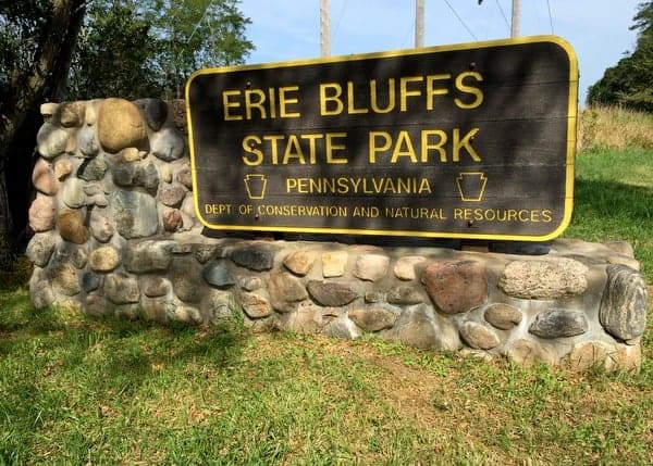 The entrance to Erie Bluffs State Park near Erie, Pennsylvania