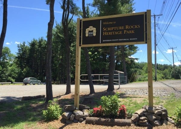 Entrance to Scripture Rocks Heritage Park in Brookville, Pennsylvania.