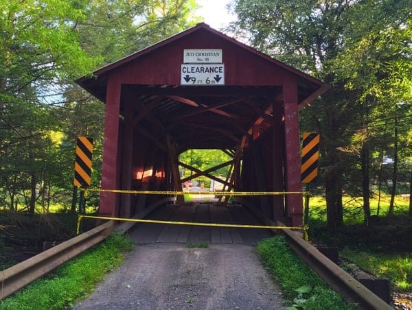 Visiting Jud Christian Covered Bridge in Columbia County, Pennsylvania