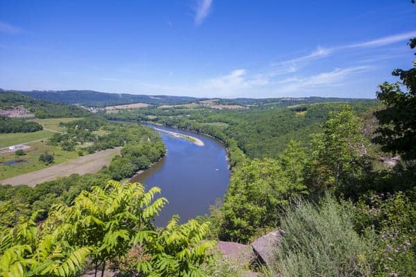 View from Wyalusing Rocks in Bradford County, Pennsylvania.