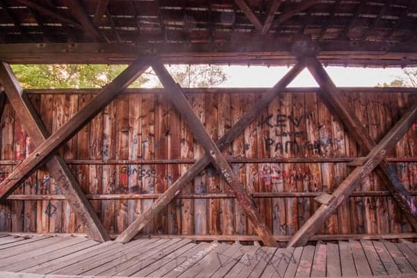 Interior of Kidd's Mill Covered Bridge near Hermitage, Pennsylvania