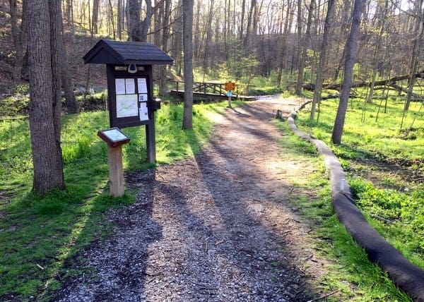 Trail to Hell's Hollow Falls in McConnells Mill State Park, Pennsylvania