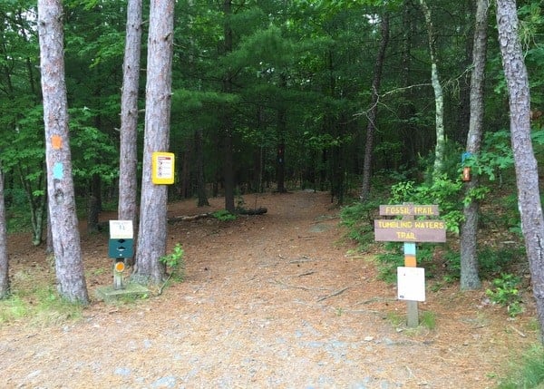 Trail head for Tumbling Waters Trail at the Pocono Environmental Education Center